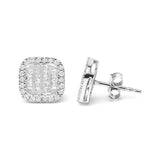 10K White Gold 7/8 Cttw Diamond Princess Composite and Halo Stud Earrings (I-J Color, I1-I2 Clarity)-3 thumbnail 4