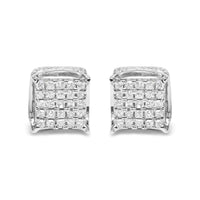10K White Gold 1/2 Cttw Princess Cut Diamond Square Shaped Multi Stone Stud Earrings (H-I Color, SI1-SI2 Clarity)