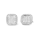 10K White Gold Invisible Set 1/2 Cttw Diamond Composite and Halo Stud Earrings (H-I Color, I1-I2 Clarity)-1 thumbnail 2