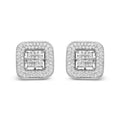 10K white gold ring with round and princess cut diamond composite halo