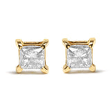 14K Yellow Gold 5/8 Cttw Princess Natural Brown Color Diamond 4-Prong Stud Earrings (Brown Color, SI2-I1 Clarity)-0 thumbnail 1