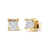 14K Yellow Gold 5/8 Cttw Princess Natural Brown Color Diamond 4-Prong Stud Earrings (Brown Color, SI2-I1 Clarity)-1 thumbnail 2
