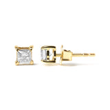 14K Yellow Gold 5/8 Cttw Princess Natural Brown Color Diamond 4-Prong Stud Earrings (Brown Color, SI2-I1 Clarity)-3 thumbnail 4