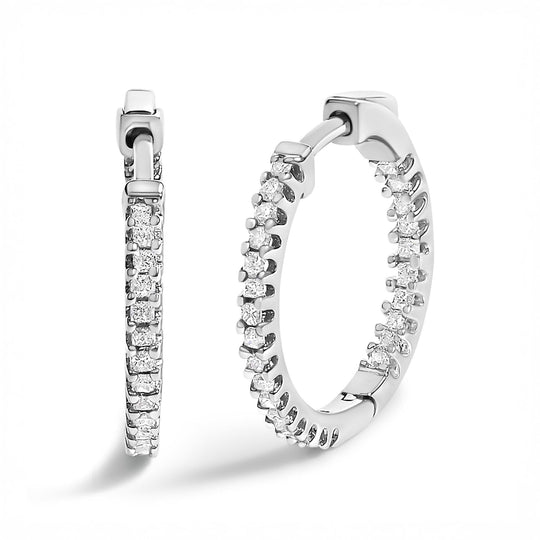 .925 Sterling Silver 1/2 Cttw Princess Diamond Inside Out Hoop Earrings (G-H Color, VS2-SI1 Clarity)-0