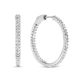 14K White Gold 1.0 Cttw Princess Diamond Inside Out Hoop Earrings (H-I Color, I1-I2 Clarity) - 23 MM-1 thumbnail 2