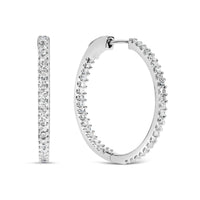 14K White Gold 1.0 Cttw Princess Diamond Inside Out Hoop Earrings (H-I Color, I1-I2 Clarity) - 23 MM