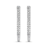 14K White Gold 1.0 Cttw Princess Diamond Inside Out Hoop Earrings (H-I Color, I1-I2 Clarity) - 23 MM-3 thumbnail 4