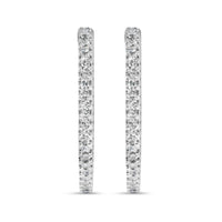 14K White Gold 1.0 Cttw Princess Diamond Inside Out Hoop Earrings (H-I Color, I1-I2 Clarity) - 23 MM