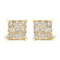14K Yellow Gold 1 1/2 Cttw Invisible Set Princess-Cut Diamond 9 Stone Square Stud Earrings (J-K Color, SI2-I1 Clarity)-0