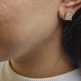 14K Yellow Gold 1 1/2 Cttw Invisible Set Princess-Cut Diamond 9 Stone Square Stud Earrings (J-K Color, SI2-I1 Clarity)-2 thumbnail 3