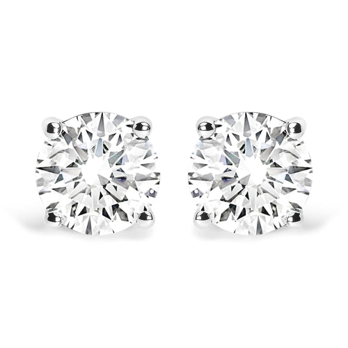 14K White Gold 2 3/4 Cttw Round Brilliant-Cut Lab Grown Diamond Classic 4-Prong Stud Earrings (F-G Color, VS1-VS2 Clarity)