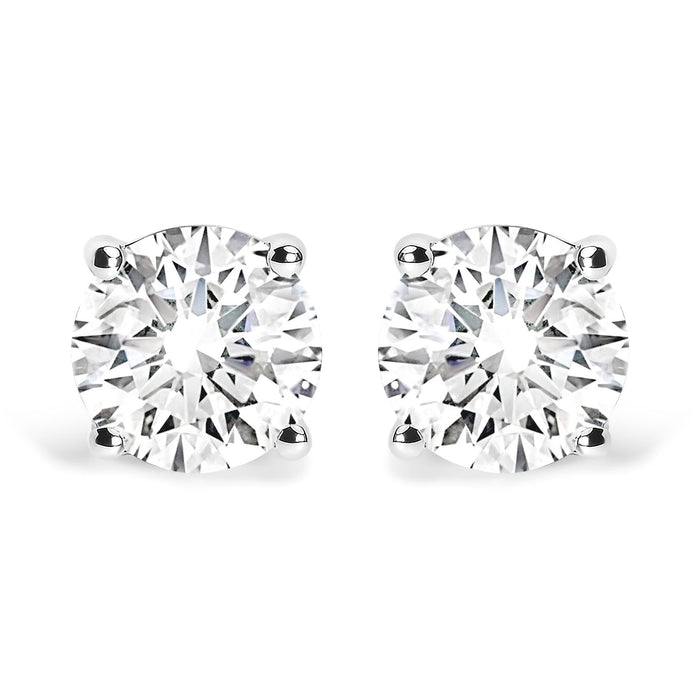 14K White Gold 2 3/4 Cttw Round Brilliant-Cut Lab Grown Diamond Classic 4-Prong Stud Earrings (F-G Color, VS1-VS2 Clarity)