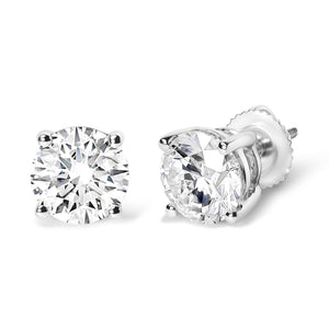 14K White Gold 2 3/4 Cttw Round Brilliant-Cut Lab Grown Diamond Classic 4-Prong Stud Earrings (F-G Color, VS1-VS2 Clarity)-1