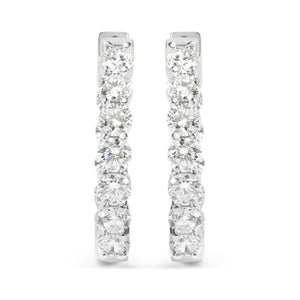 14K White Gold 5.00 Cttw Lab-Grown Diamond Inside Out Hoop Earrings-1