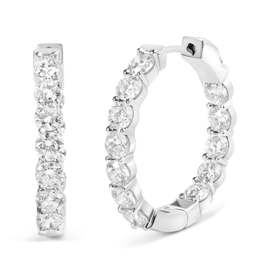 14K White Gold 5.00 Cttw Lab-Grown Diamond Inside Out Hoop Earrings-0