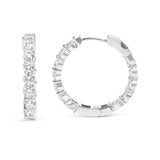 14K White Gold 5.00 Cttw Lab-Grown Diamond Inside Out Hoop Earrings-3 thumbnail 4