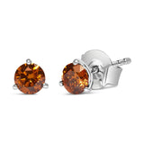 14K White Gold 1/2 Cttw Lab-Grown Round Brilliant-Cut Colored Diamond Classic 3-Prong Martini set Stud Earrings (VS1-VS2 Clarity)-1 thumbnail 2
