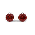 14K white gold stud earrings with red diamond stones in martini prong setting