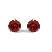 14K White Gold 3/4 Cttw Red Lab-Grown Diamond Classic 3-Prong Martini Set Solitaire Stud Earrings