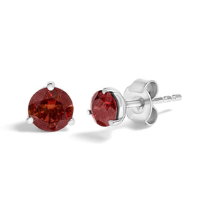 14K White Gold 3/4 Cttw Red Lab-Grown Diamond Classic 3-Prong Martini Set Solitaire Stud Earrings-1