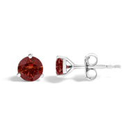 14K White Gold 3/4 Cttw Red Lab-Grown Diamond Classic 3-Prong Martini Set Solitaire Stud Earrings