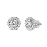 14K White Gold 3.0 Cttw Lab-Grown Diamond Hidden Halo Stud Earrings-1 thumbnail 2