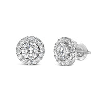 14K White Gold 3.0 Cttw Lab-Grown Diamond Hidden Halo Stud Earrings