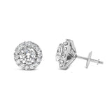 14K White Gold 3.0 Cttw Lab-Grown Diamond Hidden Halo Stud Earrings-3 thumbnail 4