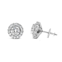 14K White Gold 3.0 Cttw Lab-Grown Diamond Hidden Halo Stud Earrings