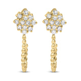 14K Yellow Gold Plated .925 Sterling Silver 1/10 Cttw Diamond Floral Cluster and Beaded Hoop Stud Earrings (H-I Color, I1-I2 Clarity)-1 thumbnail 2