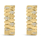 14K Yellow Gold Plated .925 Sterling Silver 3/8 Cttw Diamond Pave Pear Link J Hoop Earrings (H-I Color, I1-I2 Clarity)-1 thumbnail 2