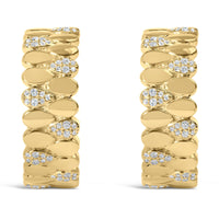 14K Yellow Gold Plated .925 Sterling Silver 3/8 Cttw Diamond Pave Pear Link J Hoop Earrings (H-I Color, I1-I2 Clarity)