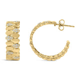 14K Yellow Gold Plated .925 Sterling Silver 3/8 Cttw Diamond Pave Pear Link J Hoop Earrings (H-I Color, I1-I2 Clarity)-3 thumbnail 4