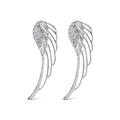 14K white gold angel wing stud earrings with lab grown diamond stones