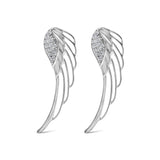 14K white gold angel wing stud earrings with lab grown diamond stones thumbnail 1