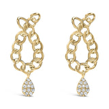 14K Yellow Gold Plated .925 Sterling Silver 1/10 Cttw Diamond Chain Link Teardrop Dangle Earrings (H-I Color, I1-I2 Clarity)-0 thumbnail 1