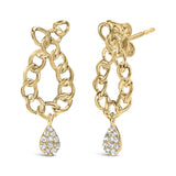 14K Yellow Gold Plated .925 Sterling Silver 1/10 Cttw Diamond Chain Link Teardrop Dangle Earrings (H-I Color, I1-I2 Clarity)-1 thumbnail 2