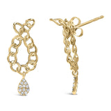 14K Yellow Gold Plated .925 Sterling Silver 1/10 Cttw Diamond Chain Link Teardrop Dangle Earrings (H-I Color, I1-I2 Clarity)-3 thumbnail 4