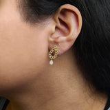 14K Yellow Gold Plated .925 Sterling Silver 1/10 Cttw Diamond Chain Link Teardrop Dangle Earrings (H-I Color, I1-I2 Clarity)-2 thumbnail 3
