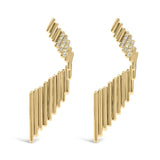 14K yellow gold drop earrings with diamond accent stones thumbnail 1