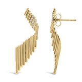 14K Yellow Gold Plated .925 Sterling Silver Sculpted Diamond Accent Drop Earrings (H-I Color, I1-I2 Clarity)-3 thumbnail 4
