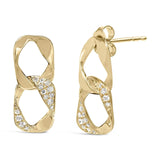 14K Yellow Gold Plated .925 Sterling Silver Open Link 1/5 Cttw Diamond Drop Earrings (H-I Color, I1-I2 Clarity)-3 thumbnail 4
