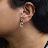 14K Yellow Gold Plated .925 Sterling Silver Open Link 1/5 Cttw Diamond Drop Earrings (H-I Color, I1-I2 Clarity)-2 thumbnail 3