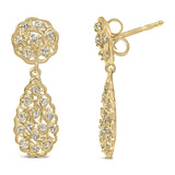 14K Yellow Gold Plated Sterling Silver 1/5 Cttw Diamond Teardrop Filigree Earrings (H-I Color, I1-I2 Clarity)-3 thumbnail 4