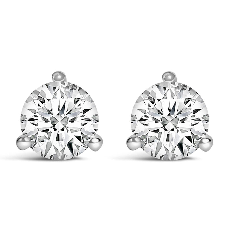 14K White Gold 3-Prong Martini Set Brilliant Round-Cut Solitaire Lab Grown Diamond Screwback Stud Earrings (F-G Color, VS1-VS2 Clarity)-5
