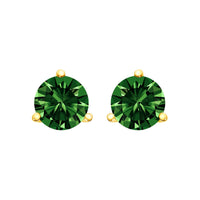 14K Gold 3-Prong Martini Set Lab Grown Green Diamond Solitaire Stud Earrings
