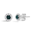 925 sterling silver ring with white and blue diamond halo stones