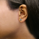 .925 Sterling Silver 1/3 Cttw White and Blue Diamond Halo Stud Earring-2 thumbnail 3