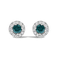 925 sterling silver ring with blue diamond halo, 2 ct total weight