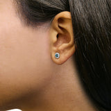.925 Sterling Silver 1/2 Cttw Blue Diamond Halo Stud Earring-2 thumbnail 3